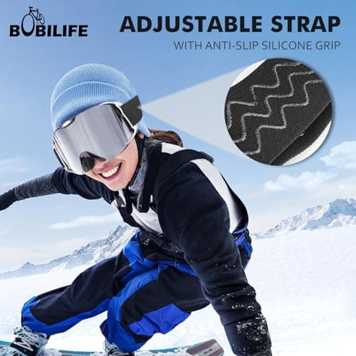 BOBILIFE Snow Ski Goggles with Portable Case for Men Women - Helmet Compatible Adult OTG Anti-Fog and Scratch 100% UV Double Layer Lens for Snowboard Skiing Glasses Goggles — view 3