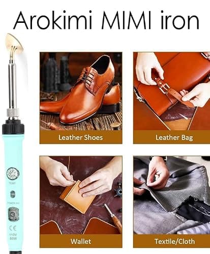 Mini Iron for Crafting and Sewig, 80W Adjustable Temperature Small Iron with 3 Replaceable Tips, Precise DIY Tool for Patches Hats Shoes, Easy to Use (Green) — view 5