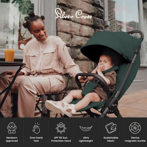 Silver Cross Clic 2 Compact Stroller & Travel Bag, Birth to 22kg, Conifer — view 6