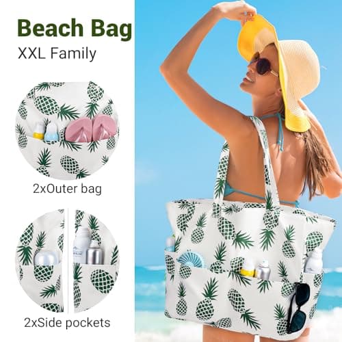 Large Beach Bag for Women:Holiday Essentials Summer Beach Tote Bag with Zip — view 6