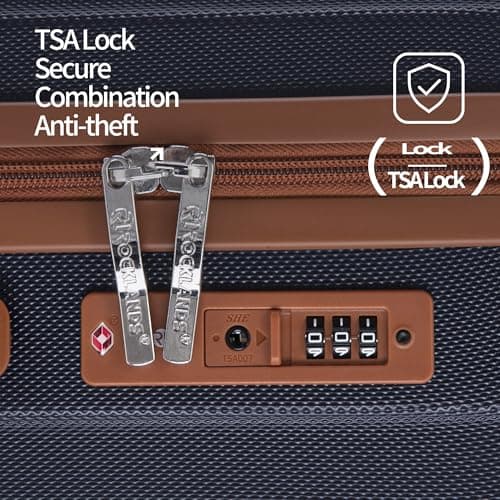 Rocklands London Suitcase Large 28 Inch Hard Shell Lightweight Checked Luggage with 360° Rubber Spinner Wheels Durable Travel Case Telescopic Handle, TSA Lock, Navy — view 5