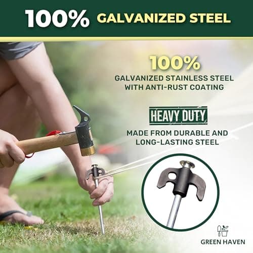 Green Haven Tent Pegs 20 Pack | Galvanised Metal Heavy Duty Ground Stakes — view 3