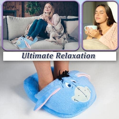 Disney Eeyore Foot Warmer Women Teens UK 2-13.5, Non Electric Fleece Foot Muff Adults, Heated Slipper, Non Slip, Arthritis Muscle Pain (Blue Eeyore) — view 3