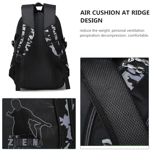 School Backpack Boys Teenager Backpack 3 Piece Set Kids School Bags Children's Backpack Camouflage Backpacks Teenagers School Daypacks Gift Shoulder Bags Set with Lunch Pack and Pencil Case, Gray — view 2