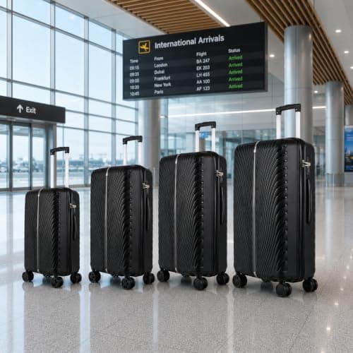 Fly Kite Luggage 28 Inch Large Suitcase 100% Polypropylene Hard Shell with Aluminium Trolley Handle Real TSA 3 Digit Secure Lock 360° Smooth Wheels Lightweight Suitcase|Black — view 6