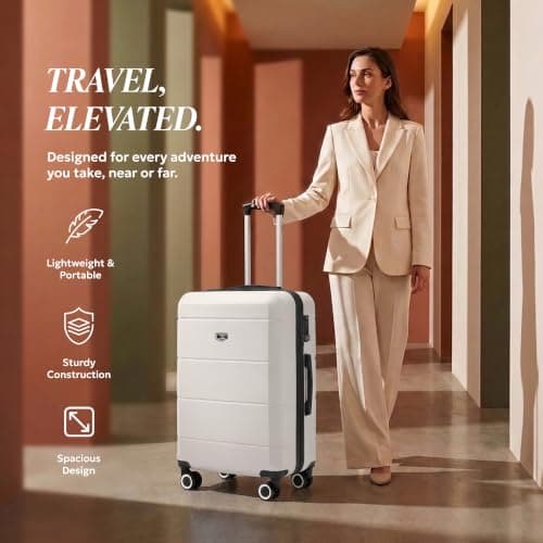 LUGG 24 Inch Jetset Suitcase Hard Shell Case 4 Wheel Travel Bag Lightweight ABS Material with TSA Lock Approved for Travel with easyJet, British Airways, RyanAir, Virgin Atlantic (65x44x25.5cm) — view 2
