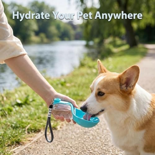 SINJAETRQ Blue 2-in-1 Portable Dog Water Bottle with Bowl, 285ml Leak Proof Dog Travel Water Bottle, BPA-Free Foldable Pet Dispenser for Walking Hiking & Outdoor — view 5