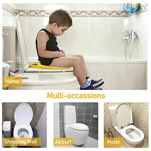 Pejoye Portable Toilet Training Seat for Kids, Foldable Toilet Seat Toddler, Travel Toddler Toilet Seat in ABS Material with 8 Anti Slip Silicon Pads and 1 Carry Bag, Yellow Panda — view 6