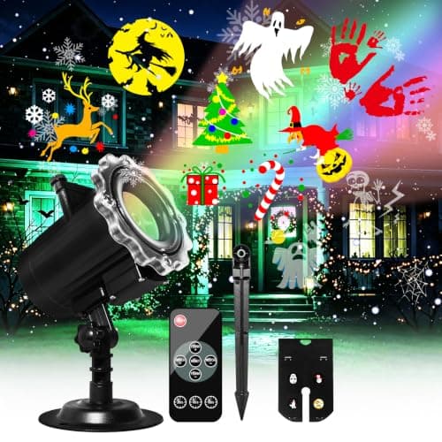 MOSSNDAR 64-Pattern Halloween Christmas Projector Outdoor Indoor