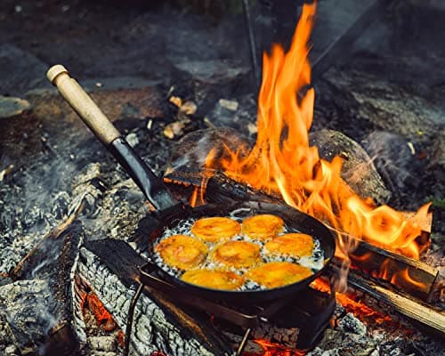 Stabilotherm JÄGARSTEKPANNA Original Carbon Steel Frying Pan with Foldable Birch Handle, for Outdoor Indoor Cooking, Camping, Travel-Friendly — view 3
