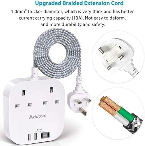 Extension Lead, Power Strips with 2 Way Outlets 4(4.5A, 2 Type C & 2 USB-A) — view 4