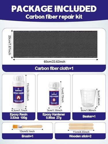 Kalolary 7PCS Carbon Fiber Repair Kit, 100g Epoxy Resin, 27g Hardener — view 2