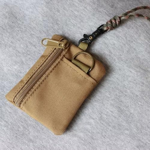 Multi Functional Hanging Neck Coin Purse, Mini Wallet Card Holder Zipper Pouch Headphone Bag with Lanyard(Khaki) — view 3