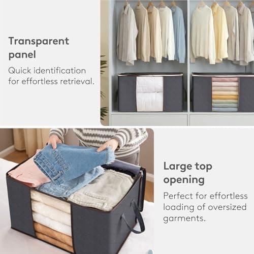 Lifewit 60L Clothes Storage Bags, Foldable Storage Box Moving Bags,3 Pack — view 6