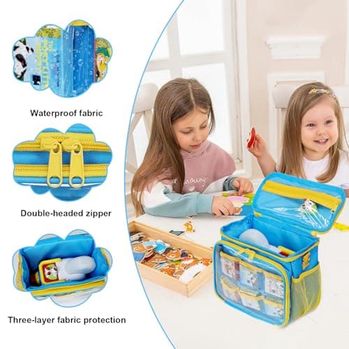 Mordx Carrying Case Compatible with Little Tikes Story Dream Machine Books Starter Set, Organizer for Little Tikes Projector Storybook Audio Playback and Character Series (Blue & Yellow) — view 4