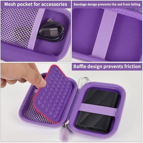 GWCASE for Samsung T9/T7/T7 Shield SSD Case, Anti-Shock, Purple — view 5