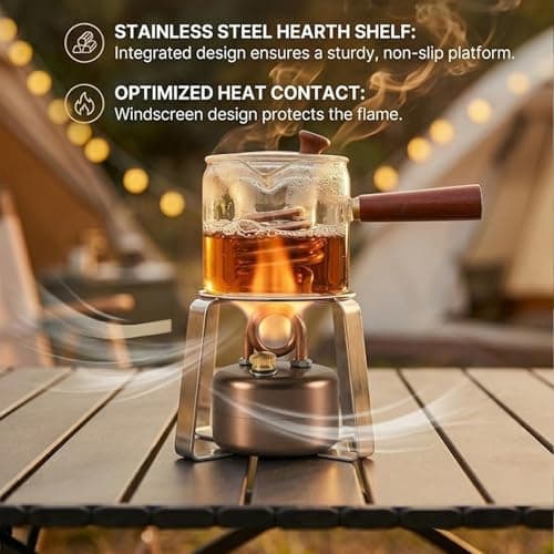 Mini Spirit Burner Alcohol Stove Small Camping Portable Copper Lightweight Alcohol Stove With Stand Windproof for Hiking Fishing Outdoors Picnic with Mesh Bag (01# Gold, Small/ 5.8 × 5.8 × 2) — view 6