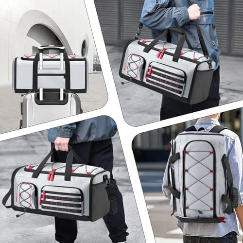 35L Gym Bag with Shoe Compartment, Dry & Wet Separation Overnight Bag-Gray — view 3
