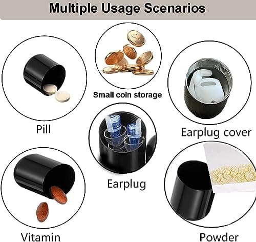 DRERIO 4 pcs Small Pill Boxes Organiser Metal Pill Boxes Travel Pocket Pill Case Round Keyring Pill Holder Waterproof Capsules Portable Pill Container for Outdoor Travel — view 5