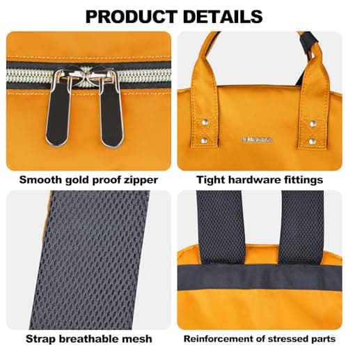 Z-MGKISS Travel Laptop Backpack for Women, Lightweight Casual Daypack, Rucksack Bag 15.6 Inch, Stylish Women Work Backpack for Travel Business College, Gifts for Ladies Teacher Nurse, Yellow — view 4