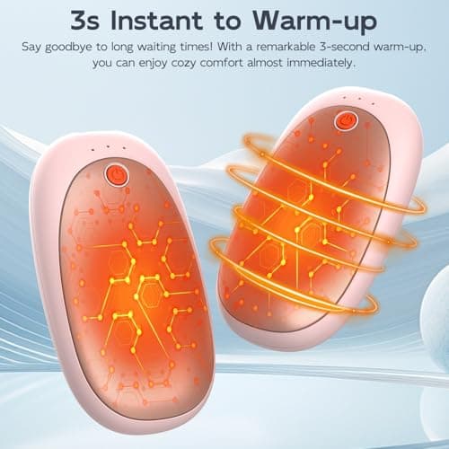 Mezeic Rechargeable Hand Warmers 2 Pack, 6000mAh Electric Hand Warmer Pocket Magnetic Heater Christmas Winter Warm Gifts for Outdoor Golf Hiking Camping, Gloves Fitting, Travel Essentials - Pink — view 2