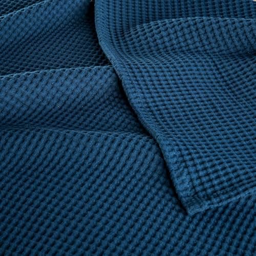 Exclusivo Mezcla 100% Cotton Muslin Throw Blanket for Sofa Couch, Navy Blue — view 5