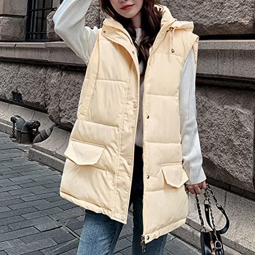 Cocila Women's Gilets and Bodywarmers Womens Sleeveless Down Vest Packable Jacket (Beige, S) Borg Gilet for Women UK Ladies Waistcoats Walking Pink Leather Country Rose Clothes Padded Thermal — view 3