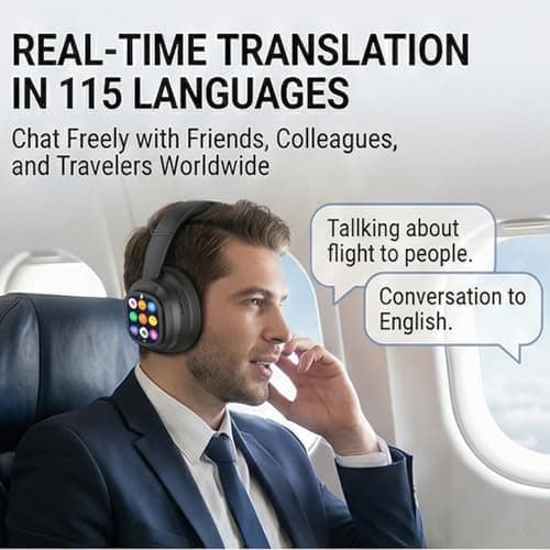 Tonysa AI Translation Headphones Wireless Bluetooth 6.0 with LCD Touchscreen 2-Way Translation in 115 Languages ANC Noise Cancelling for Travel Business Daily Use — view 6