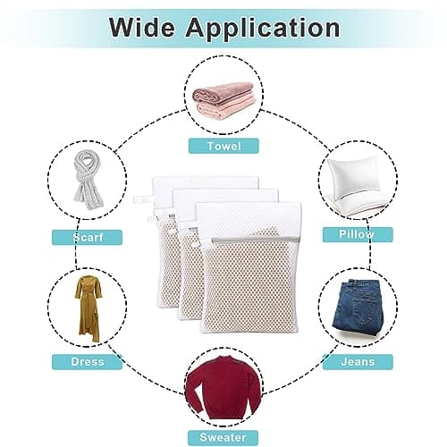 3 x Honeycomb Lingerie Bags with Hanging Loop, Mesh Laundry Bags, Delicate Wash Bags, Fine Laundry Bags for Underwear, Bras, Socks, Baby Clothes, Masks (30 x 23 x 0.1cm) — view 6
