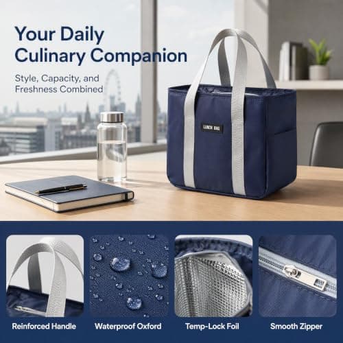 Large Capacity Lunch Bag with Reinforced Handle Oxford Cloth Waterproof — view 3