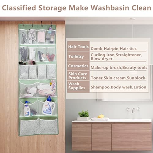 18 Pockets Over Door Storage Organiser,Back of Door Hanging Pocket for Shoes,Sock,Underwear,Hat,Handbag,Cleaning Supply,Toiletry,Behind Door Storage of Dorm,Bedroom,Bathroom,Entryway,Storeroom,Nursery — view 5