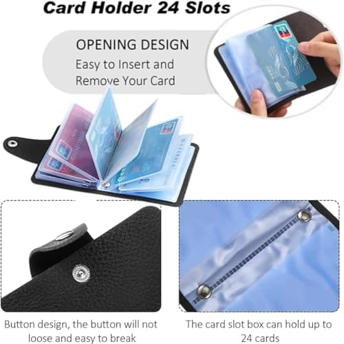 Fat-catz-copy-catz 24 Slots Black Credit Card Holder PU Leather Wallet Travel Debit Bank Organiser Business ID — view 3