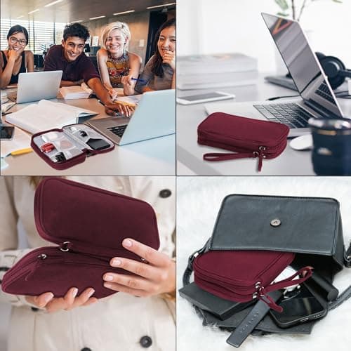 Arae Travel Essentials Electronic Organizer Double Layer - Wine Red, M — view 6