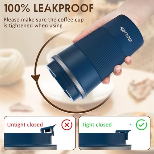 Aolieh Travel Mug 510 ml, Insulated Coffee Cup with Lid, Reusable Stainless Steel Thermal Cup for Coffee, Tea & Cold Drinks, Leak-Resistant Double-Walled Travel Mug, Navy Blue — view 4