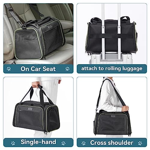 PETSFIT Cat Carrier for Kitten, Pet Carrier Airline Approved with Extendable Mat, Cat Travel Carrier Under 12 Lbs, Black — view 6