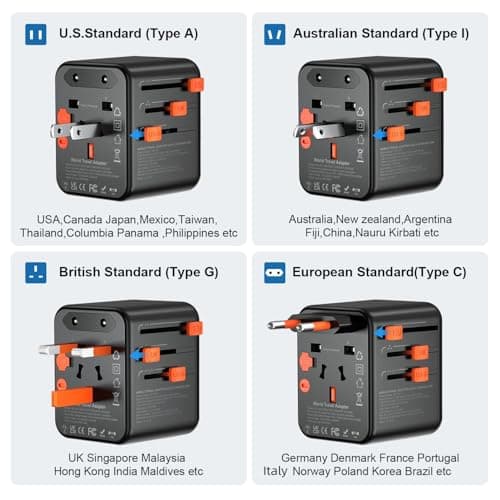 POWOMAO Universal Travel Adapter Worldwide with 2 USB C and 2 USB A Ports — view 2