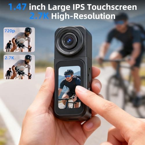 Aroeally POV Mini Thumb Camera - 2.7K 30FPS Wearable Action Camera, 180° Rotatable Lens, 1.47" IPS Touch Screen, WiFi Sports Camera, Magnetic Mount, Pocket Camera for Vlogging, Cycling, Travel — view 6