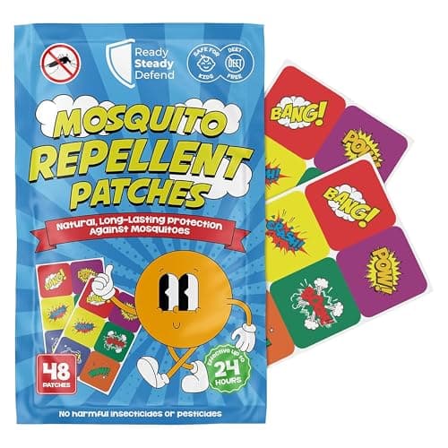 Mosquito Patches - Pack of 48, DEET-Free Mosquito Repellent for Kids, Long-Lasting Protection, Safe Alternative to Spray, Holiday Essentials for Kids, Perfect for Indoor & Outdoor Use - Boys Patches