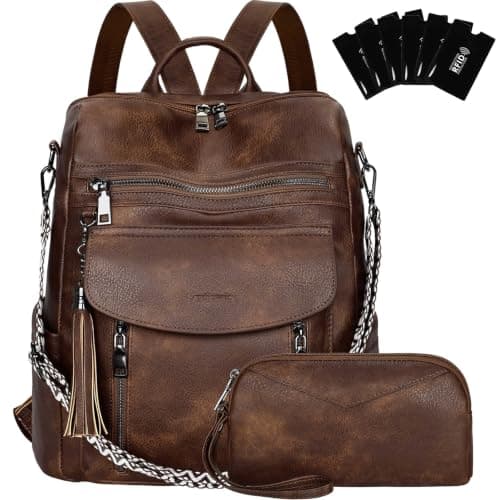 LEASOUL Rucksack Bag for Women, Vegan Leather Backpack Womens, Ladies Fashion Backpacks for Work University Travel Business