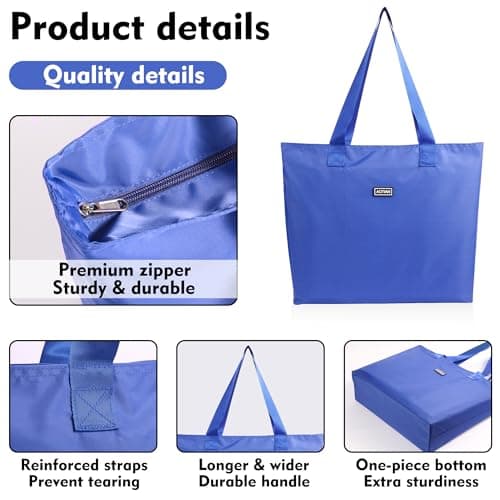 AOTIAN Reusable Grocery Bag, Foldable Shopping Tote Bag with Zipper Closure — view 5