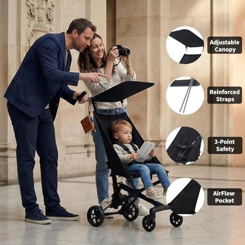 Opaeroo Baby Stroller Lightweight Folding Pushchair 2.8kg 0-4yrs Black — view 3