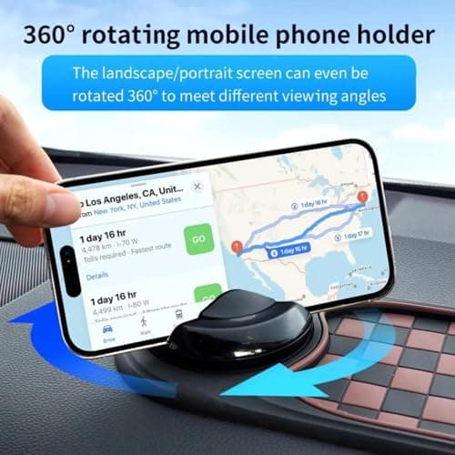 Multifunction Car Anti-Slip Mat, With 360 Rotatable Car Magnetic Phone Holder, Multifunction Anti Skid Dashboard Pad with Temporary Parking Number (Gold) — view 5