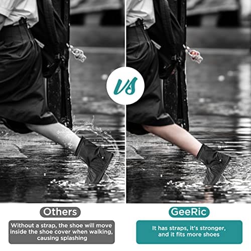 Waterproof Shoe Cover 44-45, GeeRic Waterproof Rain/Snow Boot Shoe Cover with Reinforced Strap/Zipper PVC Rainproof Cycling Overshoes Non-Slip Reusable Durable for Walking Outdoor Sports Camping — view 5