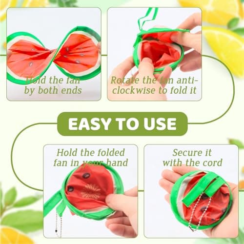 KASURE 8 PCS Foldable Fan, Fruit Round Handheld Folding Fan, Portable Cooling Fans with Beautiful Patterns, Summer Handheld Fan for Outdoor Travel, Party Wedding favors, Photo Props — view 4