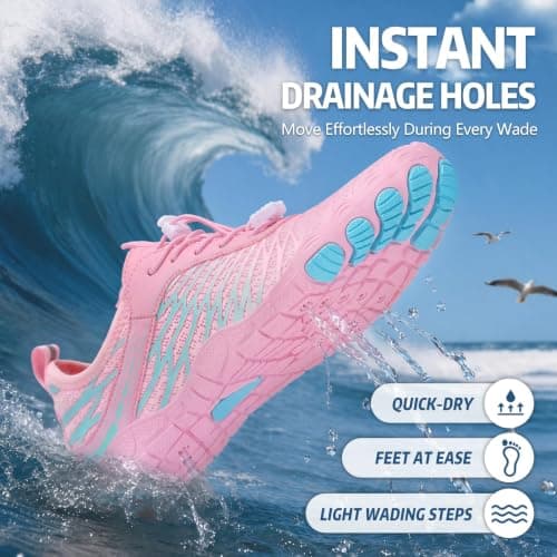 Hike Barefoot Shoes Womens Mens Walking Running Gym Trainers Wide Fit Non-Slip Lightweight Outdoor Swim Surf Water Shoes Pink — view 6