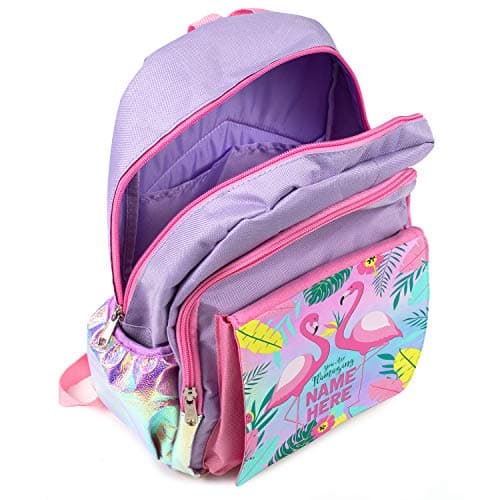 Personalised Girls School Bag Flamingos Backpack Kids Primary Book Bag, Pretty Childrens Cute Rucksack KSP208 — view 3