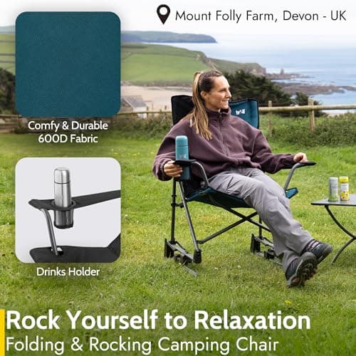 Trail Rock Folding Rocking Camping Chair, Teal — view 3