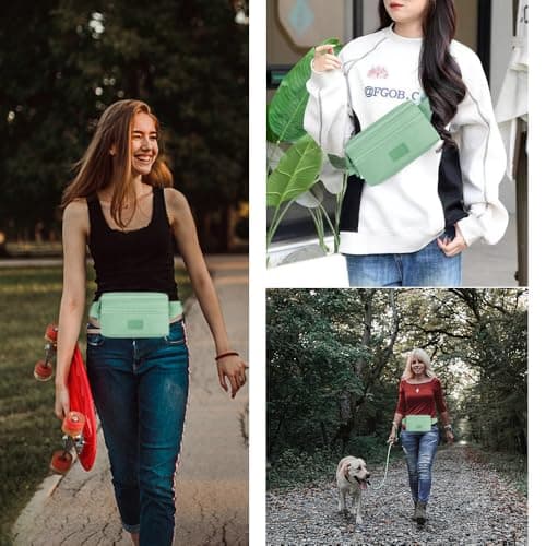 Bumbags Waist Fanny Pack Ladies Fashion Bum Bag with Adjustable Belt for Sport Hiking Girls Women (Green) — view 3