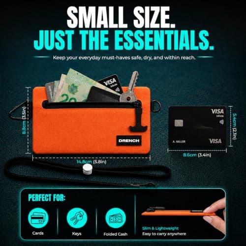 Drench Waterproof Wallet for Beach & Water Adventures, Orange — view 2