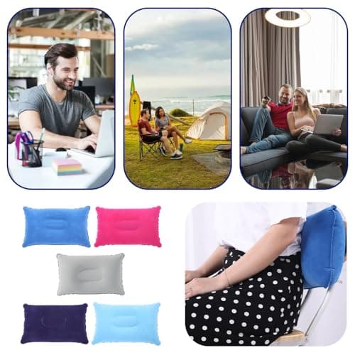 5-Pack Inflatable Travel Pillows, Lightweight & Compact Blow Up Pillows for Camping, Hiking, Beach, Airplane, Office - 22x34cm, Water-Resistant, Adjustable Comfort — view 5